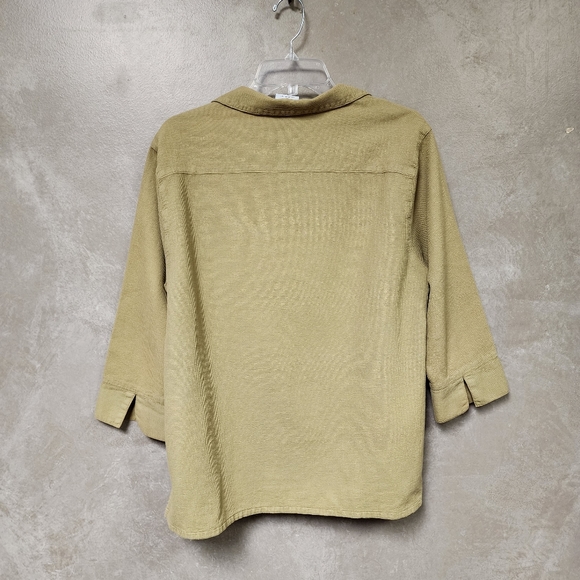 Color Me Cotton Women's Button Front Short Sleeve Honeycomb Pattern Top Size M - Picture 4 of 7